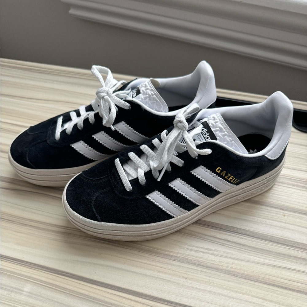 ADIDAS ORIGINALS GAZELLE BOLD CASUAL SHOES Black Sneakers Platform 6.5 Woman